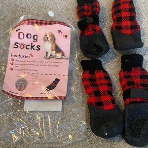Buffalo Plaid Dog Socks - Red and Black